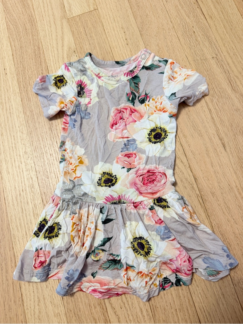 Posh Penaut Floral Short Sleeve Kids Dress - Pink & Cream